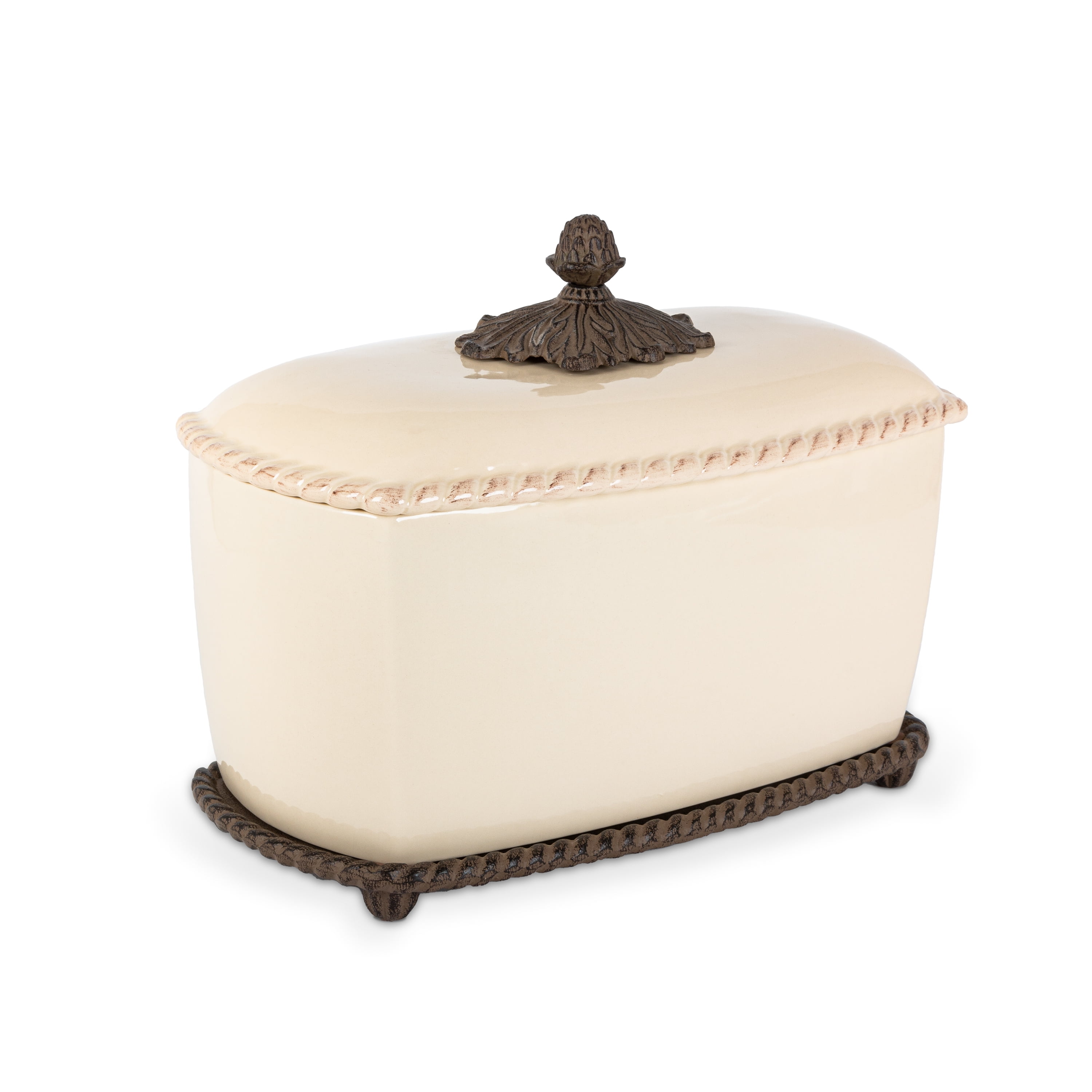 GG Collection 95326 Stoneware Acanthus Bread Box, Cream - Walmart.com