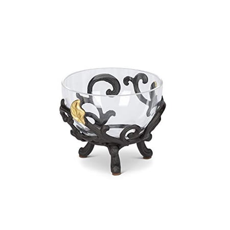GG Collection Set of 4 Gold Leaf Glass Dipping Bowl with Metal Holder - 94766