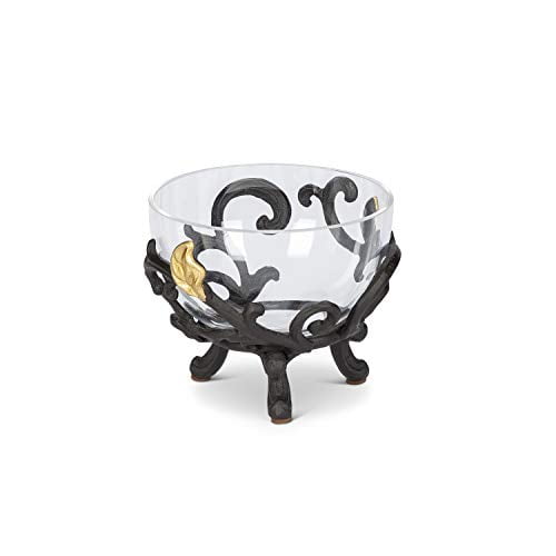 GG Collection Set of 4 Gold Leaf Glass Dipping Bowl with Metal Holder - 94766