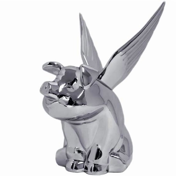 GG Grand General 48200 Chrome Smiley Pig with Wings Hood Ornament