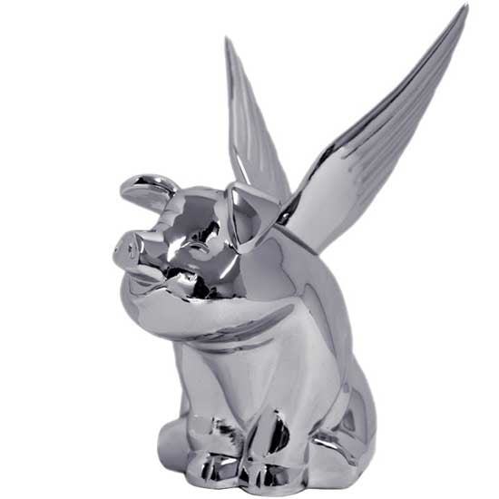 GG Grand General 48200 Chrome Smiley Pig with Wings Hood Ornament