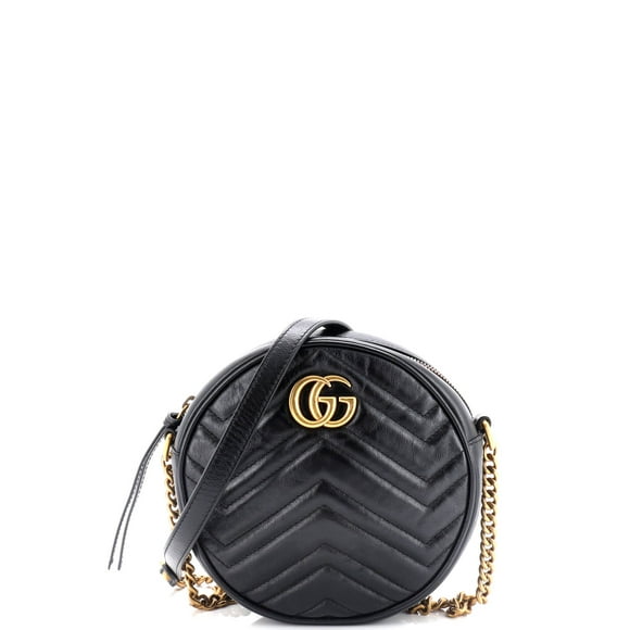 Pre-Owned GG Marmont Round Shoulder Bag Matelasse Leather Mini By Rebag
