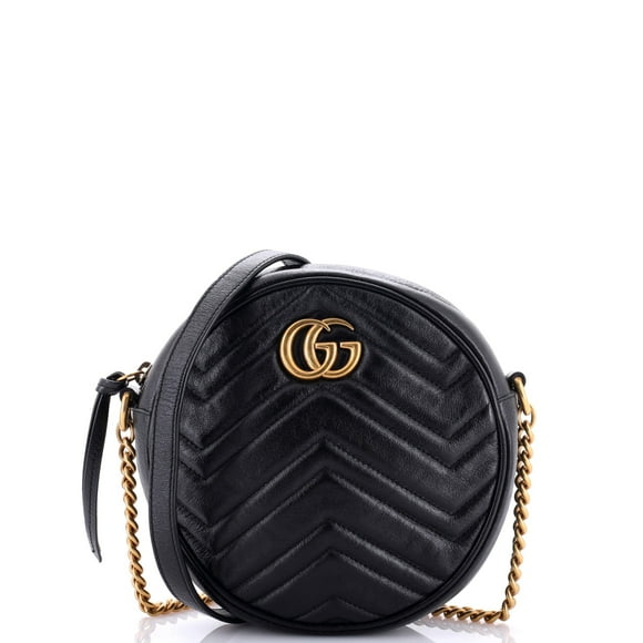 Pre-Owned GG Marmont Round Shoulder Bag Matelasse Leather Mini