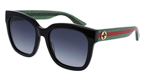 GG0034S-002 Black/Green 54mm Gucci GG0034S Urban Rectangle Woman Sunglasses