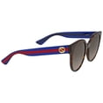 thumbnail image 1 of GG0035S-004 Havana/Blue 54mm Gucci GG0035S Urban Round Woman Sunglasses, 1 of 6