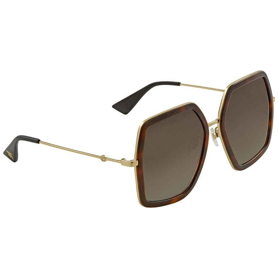 GG0106S-002 Havana/Gold 56mm Gucci GG0106S Urban Hexagon Butterfly Woman Sunglasses