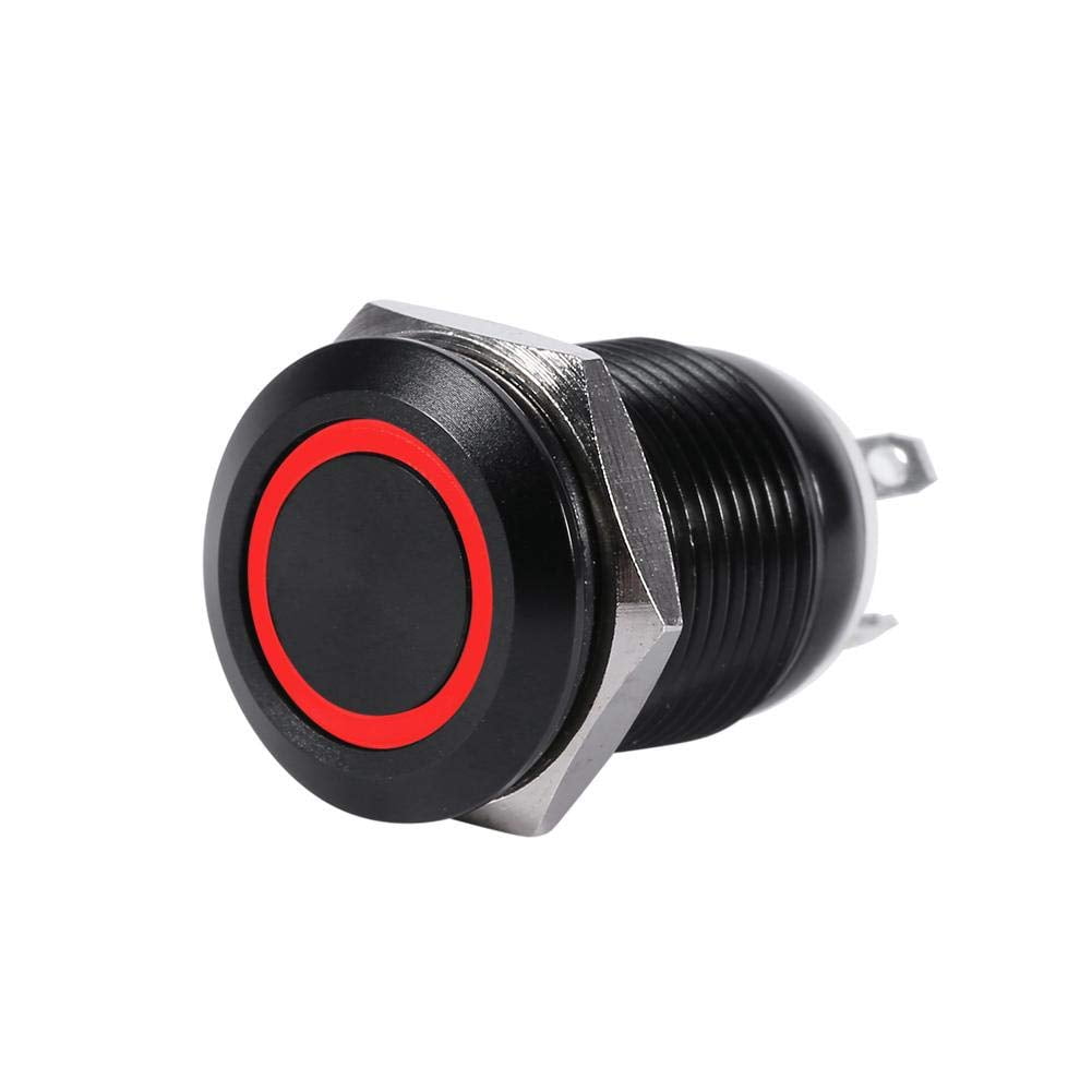 GGB12V LED Power Switch Push Button Switch, 12mm Waterproof Metal