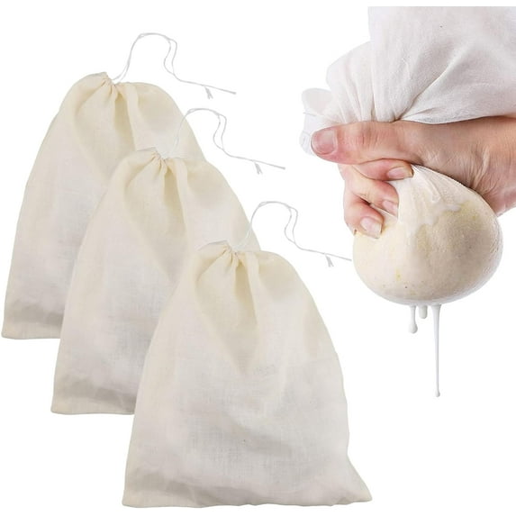 GGB-3 Pack Filter Bag with Drawstring, Disposable Small Mesh Bags for Cooking, 7.9 × 8.4 Inch, Soaking Medicinal Liquor, Tea Coffee Filter, DIY Craft Spices Storage, Weeding Party Favor—0516