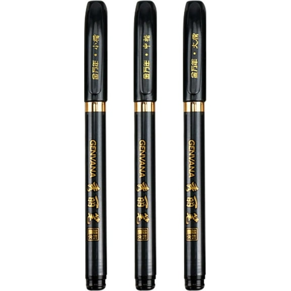 GGB-3 Pcs Ink Pen Artist 3 Size Calligraphy Pen for Writing Drawing Chinese Japanese Calligraphy Shodo Brush Ink Pen Fineliner Pens Calligraphy Set for Beginners0508