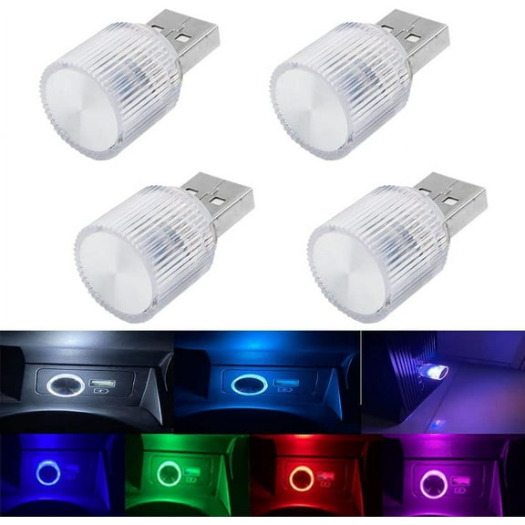 GGB-4Pcs Mini USB LED Light, Car LED Interior Ambient Lighting 5V Smart USB LED Atmosphere Light, Laptop Keyboard Light Home Office Decoration Night Lamp (White)【0507】