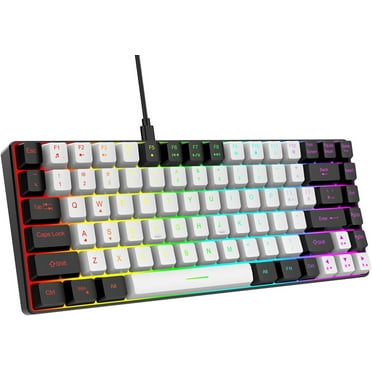 GGB-80% Wired Gaming Keyboard, RGB Backlit Ergonomic Mini Keyboard, Small Compact 84 Keys Keyboard for PC, Gamer, Typist, Travel (White)【0514】
