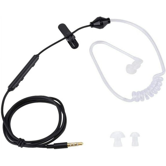 KOK-Anti radiation In Ear Headsets Air Tube Security Earpiece with Mic 3.5 mm Plug for Mobile Phone (Black)-0516