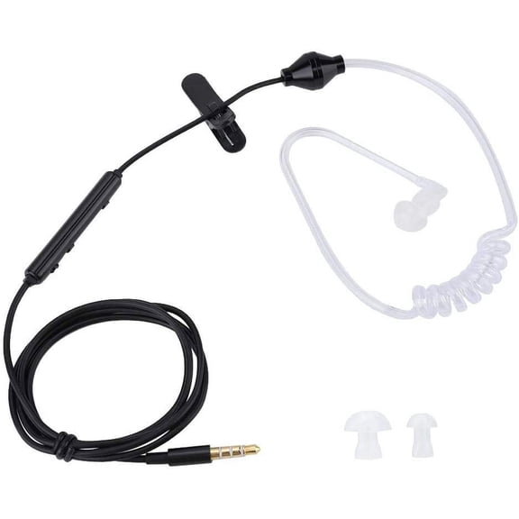 KOK-Anti radiation In Ear Headsets Air Tube Security Earpiece with Mic 3.5 mm Plug for Mobile Phone (Black)-0516