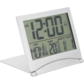 GGB-Electronic Compact Alarm Foldable Calendar Easy to Read Atomic Desktop Clock Auto Set Digital Alarm Clock Screen with Time/Date/Temperature Display- Perfect for Nightstand or Desk?516