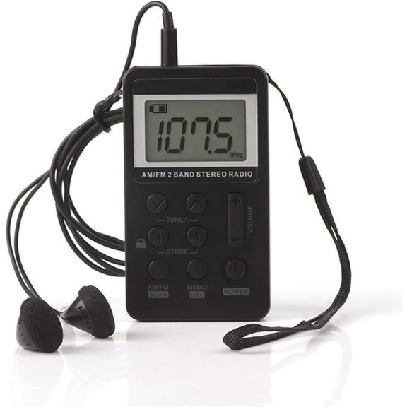 GGB-Pocket Radio,Portable Headset Radios,Mini Digital AM/FM Stereo Radio with Headphone,Rechargeable Battery LCD Display for Walking/Running,Personal Radio Support Micro USB0507