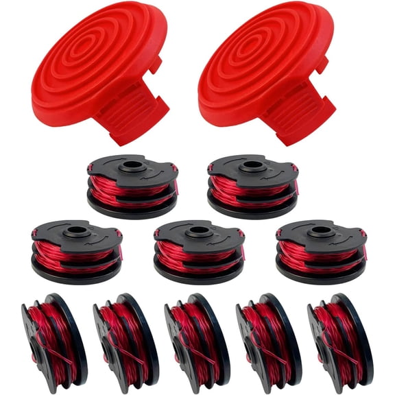 GGB-Trimmer Replacement Spool Line String Trimmer Line 0.065 inch 27 Feet Suitable for Hyper GT500WU HT18-401-002-01 HT10-401-002-01 HT19-401-003-03 (10 Pack Line, 2 Cap)【0509】
