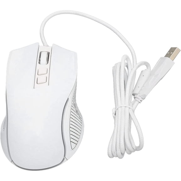 GGB-Wired Mouse, Gaming Mouse 4 Adjustable DPI, RGB Backlit Ergonomic Design, Plug and Play for Gaming (White)【0507】