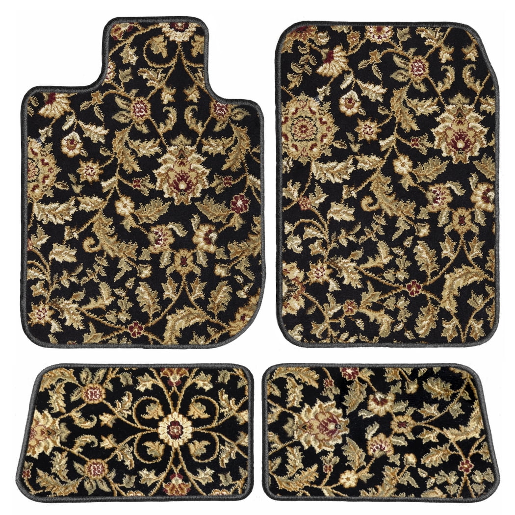 GGBAILEY Chevrolet Silverado 1500 (Crew Cab) Black Oriental Car Mats, Custom Fit for 2015, 2016, 2017, 2018 - Driver, Passenger & Rear Carpet Car Mats