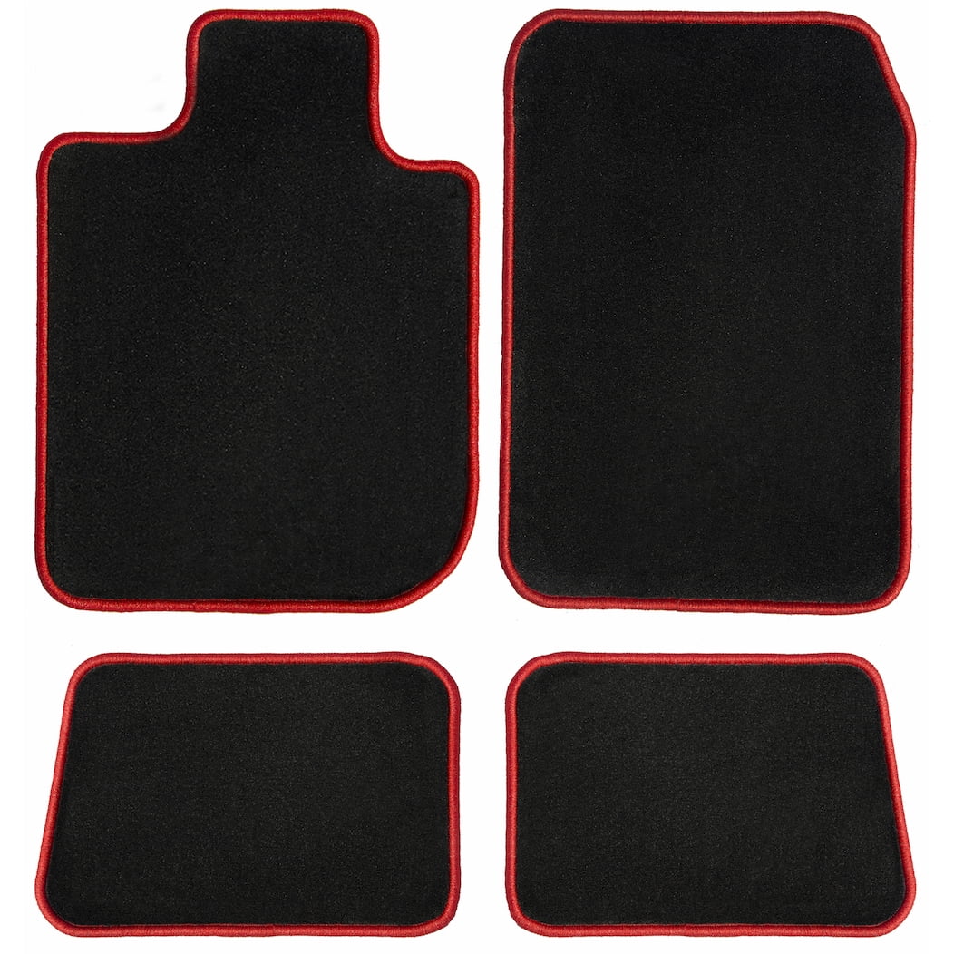 GGBAILEY Ford Escape Black with Red Edging Carpet Car Mats / Floor Mats, Custom Fit for 2013, 2014, 2015, 2016, 2017, 2018, 2019 - Driver, Passenger & Rear Mats