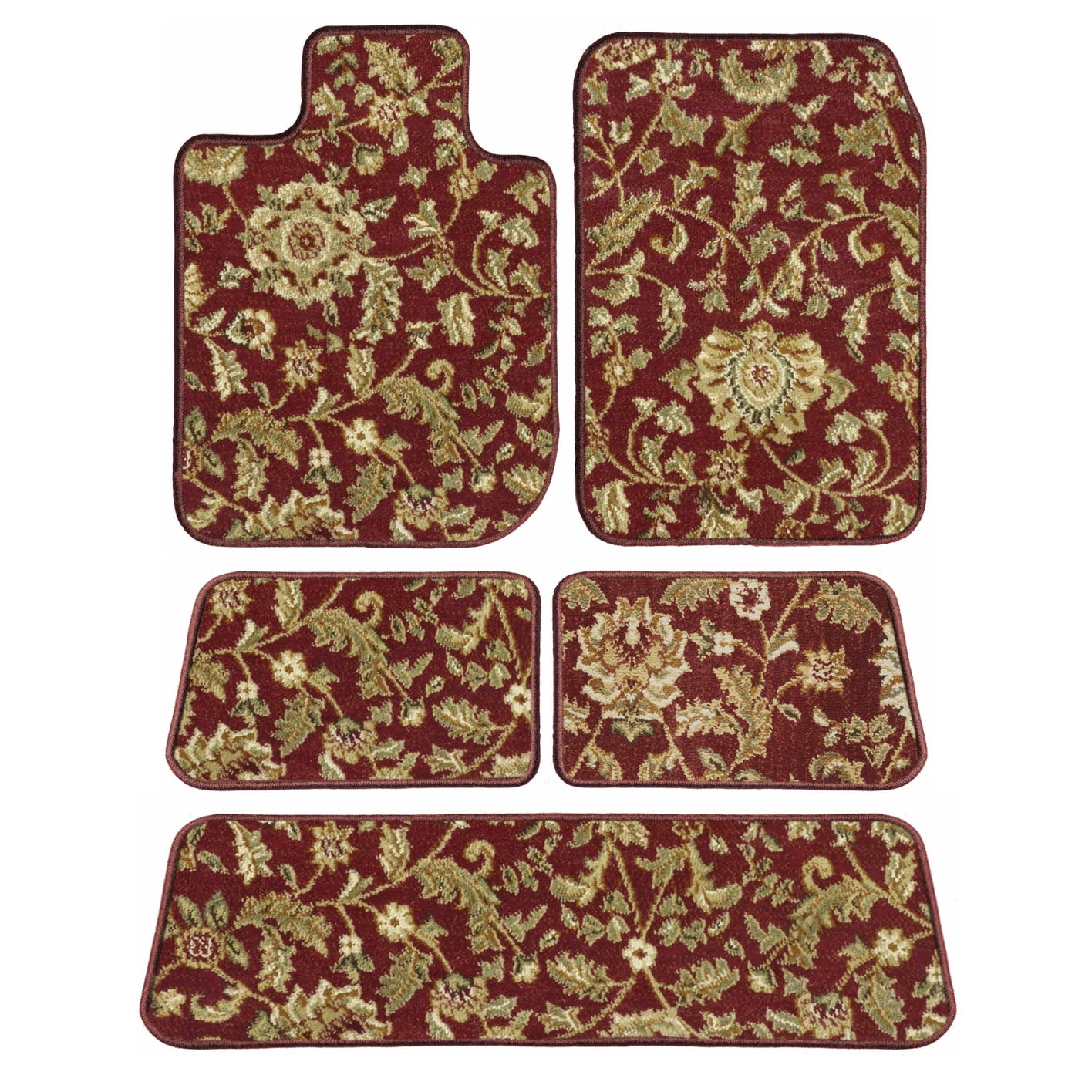 GGBAILEY Ford Explorer Red Oriental Car Mats, Custom Fit for 2015, 2016, 2017, 2018, 2019 - Driver, Passenger, 2nd & 3rd Row Carpet Car Mats