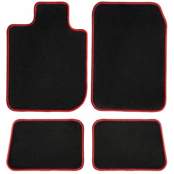 GGBAILEY Mercedes-Benz E-Class Black with Red Edging Carpet Car Mats / Floor Mats, Custom Fit for 2017, 2018, 2019, 2020, 2021 - Driver, Passenger & Rear Mats
