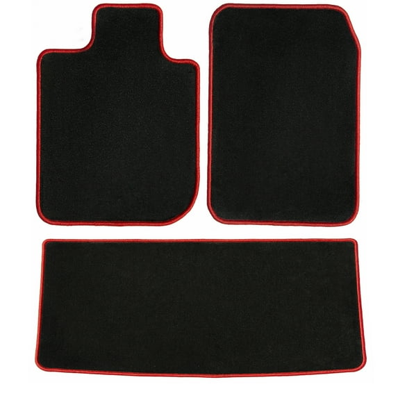 GGBAILEY Ram Pickup 3500 (4 Door Crew Cab) Black with Red Edging Carpet Car Mats / Floor Mats, Custom Fit for 2009, 2010, 2011, 2012, 2013, 2014, 2015, 2016, 2017, 2018 - Driver, Passenger & Rear Mat