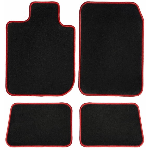 GGBAILEY Toyota Rav4 Black with Red Edging Carpet Car Mats / Floor Mats, Custom Fit for 2013, 2014, 2015, 2016, 2017, 2018, 2019, 2020 - Driver, Passenger & Rear Mats