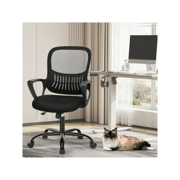 GGBDNP Ergonomic Office Chair Home Desk Mesh Chair With Fixed Armrest Executive Computer Chair With Soft Foam Seat Cushion