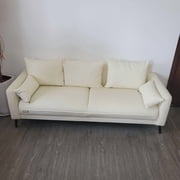 GGF Couches Modern Beige Faux Leather 3-Seater Sofa