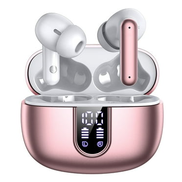 Wireless Earbuds Bluetooth Headphones, with LED Display Charging Case, Waterproof In-Ear Earphones with Mic for iPhone /Android /PC /Laptop, Rose Gold