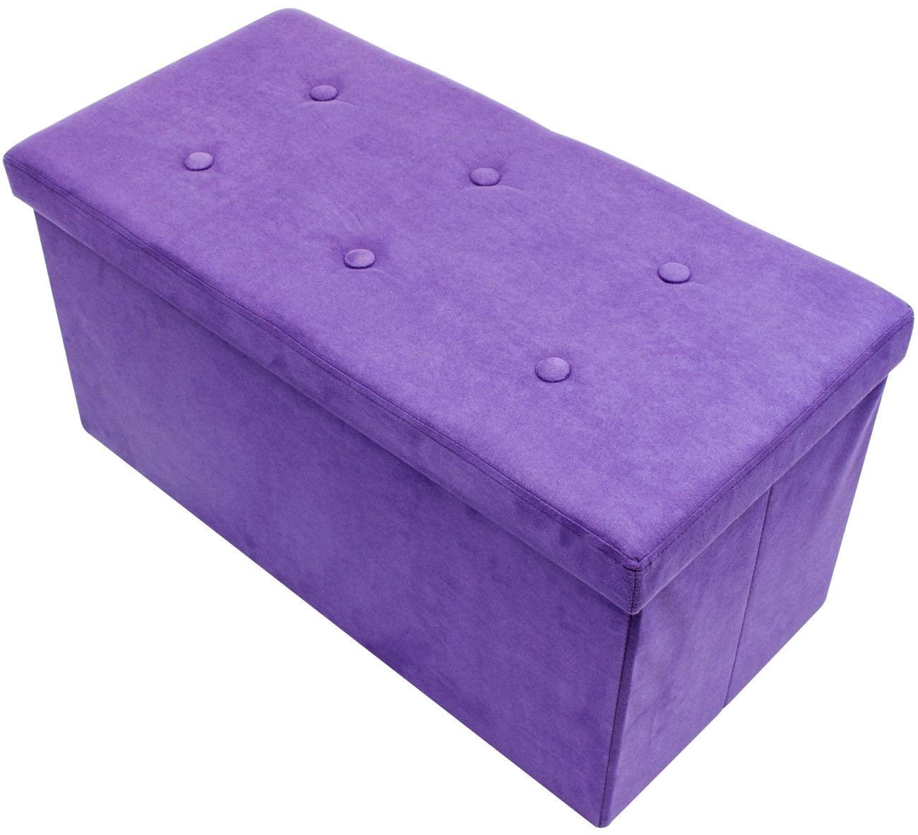 Small Purple Faux Suede Foldable Storage Bench