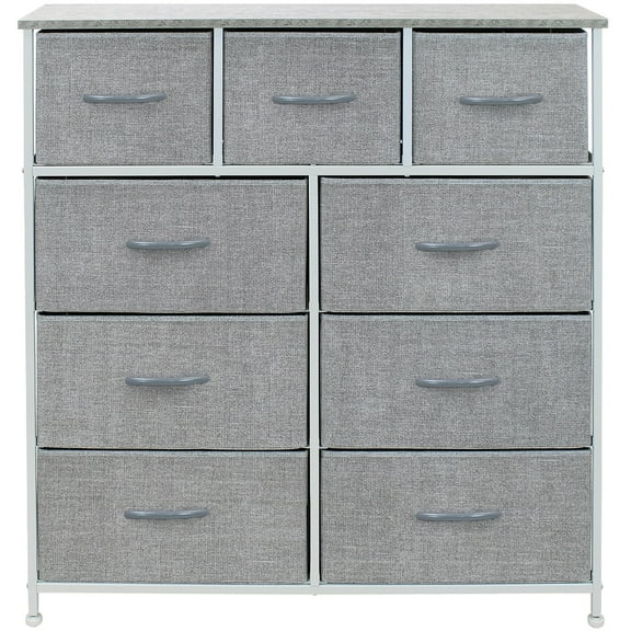 GGI International Modern Fabric and Metal 9-cubby Storage Tower Gray