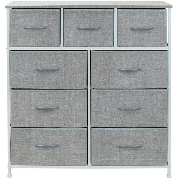 GGI International Modern Fabric and Metal 9-cubby Storage Tower Gray