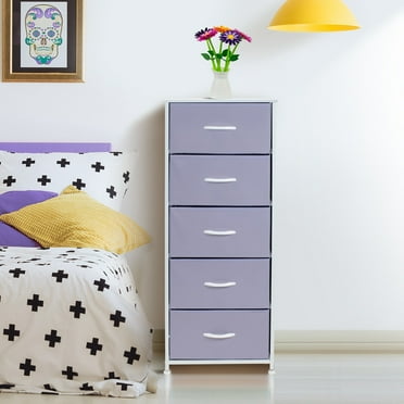 GGI International Sorbus Metal and Fabric Tall 5-drawer Chest Storage Organizer Purple