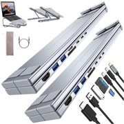 GGMCN 8-in-1 USB-C Laptop Stand, Totaladdly Portable Adjustable Flat Laptop Docking Station Stand with 4k HDMI, 2 USB 3.0, Pd 100w, Universal for Offices, Corporate Desks, Cafes 1Pcs