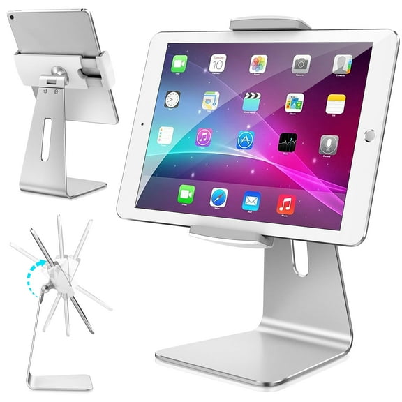 GGMCN Elegant Tablet Stand, Aluminum iPad Stand Holder, Desktop Kiosk POS Stand for 7-13 inch iPad Pro Air Mini Galaxy Tab Nexus, Tablet Mount for Store Showcase Office Reception Kitchen Countertop