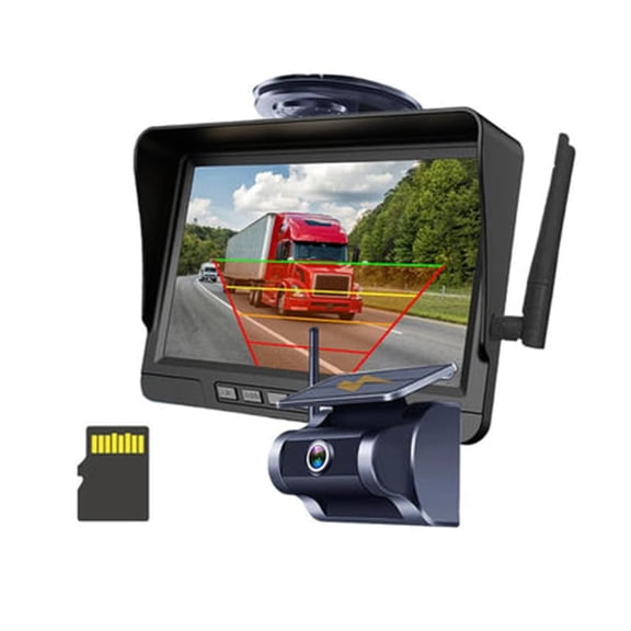 GGMCN Magnetic Solar Wireless Backup Camera|Upgraded Rear View Camera with HD Touchscreen|Magnetic Mount|Night Vision|Waterproof|Anti-Interference for RV,Truck (Solar Camera Set)