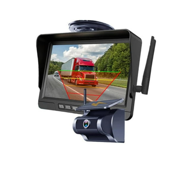GGMCN Magnetic Solar Wireless Backup Camera|Upgraded Rear View Camera with HD Touchscreen|Magnetic Mount|Night Vision|Waterproof|Anti-Interference for RV,Truck (Solar Camera Set)
