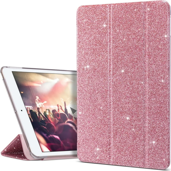 GGMCN iPad 10.2 Case iPad 9th 8th 7th Generation, Slim Stand Smart Shell Shockproof Cover for Apple iPad 9 8 7 Gen 2021 2020 2019, Rose Gold Glitter