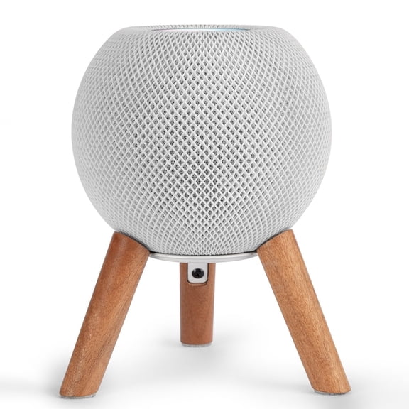 GGMM Real Wood Stand for HomePod Mini, Wooden Holder Tripod with Metal Frame, Anti-Slip Silicone Pad Protection for HomePod Mini Speaker, Cherry Wood