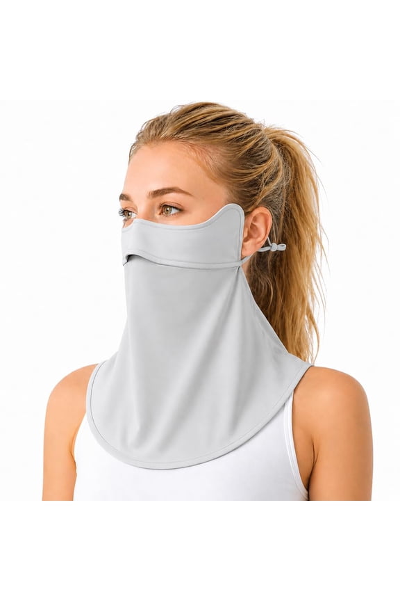 Face Cover for Sun Protection UPF 50+ UV Face Mask, UV Face Shield for Golf, Hiking Fishing & Outdoors Breathable (Light Grey)