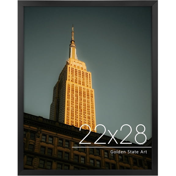 GGSW, 22x28 Frame, Black Solid Wood with Real Glass, 28x22 Picture Frames for Horizontal or Vertical Gallery Wall, Large Size Poster Frame, 1 Pack