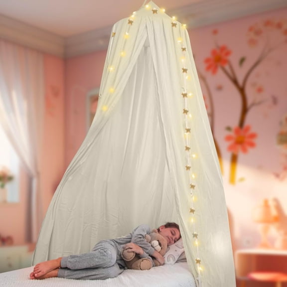 GGSW Bed Canopy with Lights, Girls Room Canopy, Single to Queen Sizes, Fairy Lights Led