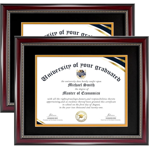 GGSW Diploma Frame 8.5 x 11 with Black over Gold Mat or Display 11x14 Diploma Frame 11x14 without Mat, High Definition Glass Certificate Frames 8.5 x 11 Degree 11 x 14 Diploma Frames