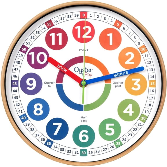GGSW Learning Clock for Kids - Award-Winning Silent Wall Clock - 10" Non-Ticking Analog Teaching Clock for Classrooms Bedrooms & Kids Rooms - Children Learn to Tell Time Easily