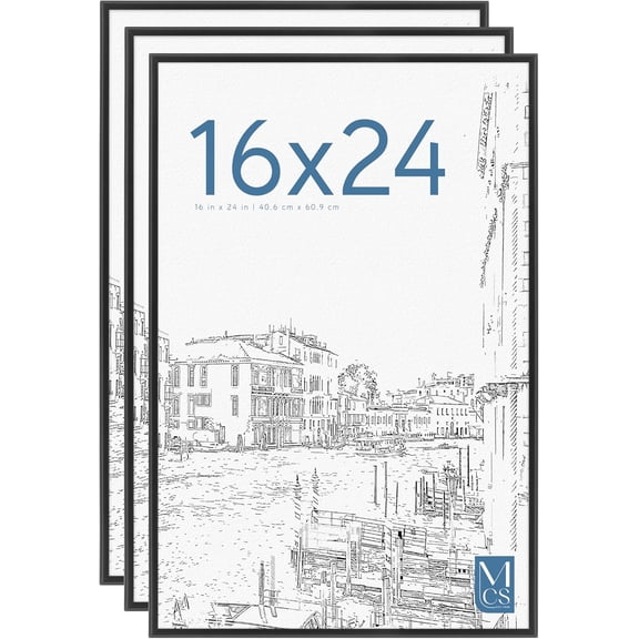GGSW Original Poster Frame 16x24 Black Lightweight Vertical & Horizontal Wall Hanging Large Picture Frame for Posters, Art Prints & Gallery Wall (3-Pack)