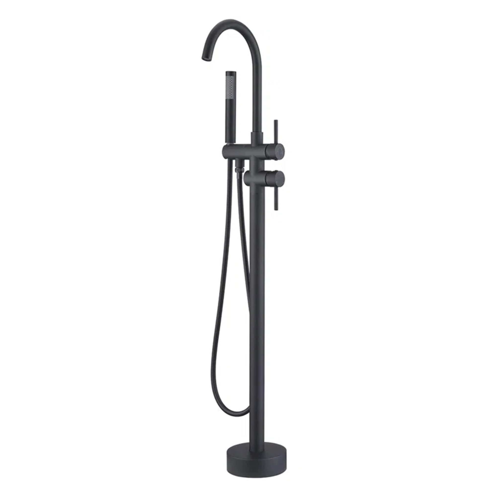 Matte Black Brass Freestanding Tub Filler with Handheld Shower