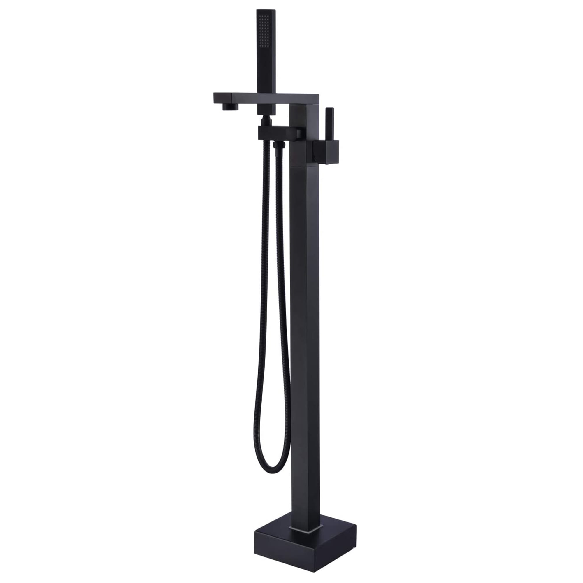 Matte Black Stainless Steel Freestanding Bathtub Faucet with Lever Handle