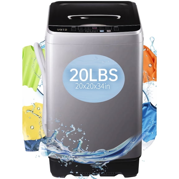 GGTB 1.9 Cu.ft Full Automatic Washing Machine with LED Display, 20 lbs Portable Washer Machine, 10 Washing Programs & 8 Water Levels Selections, Grey