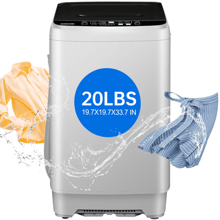GGTB 1.9 Cu.ft Full Automatic Washing Machine with LED Display, 20 lbs Portable Washer Machine, 10 Washing Programs & 8 Water Levels Selections, White